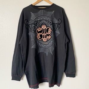 Coogi Men's Shirt Embroidered Long Sleeve 3XL Black Velvet Rare *Flaw*